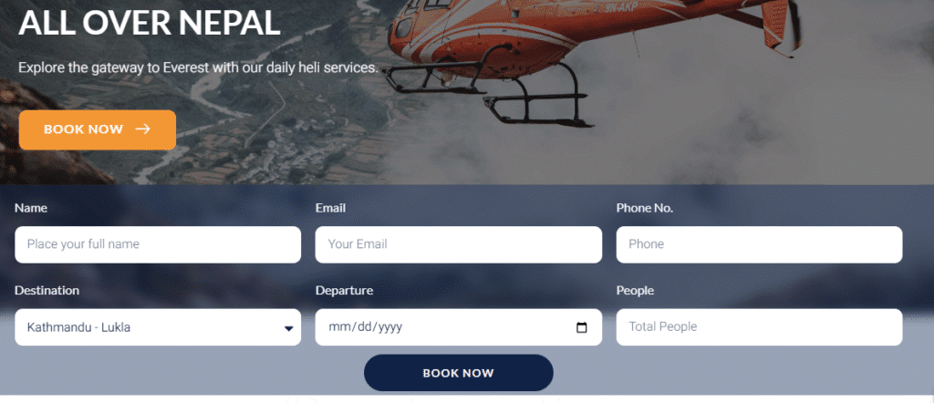 how to book a helicopter tour in Nepal